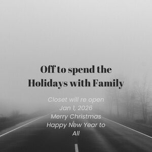 Holiday vacation begins Sat 12/21. Closet re-opens1/1/25. Merry Christmas 🎄